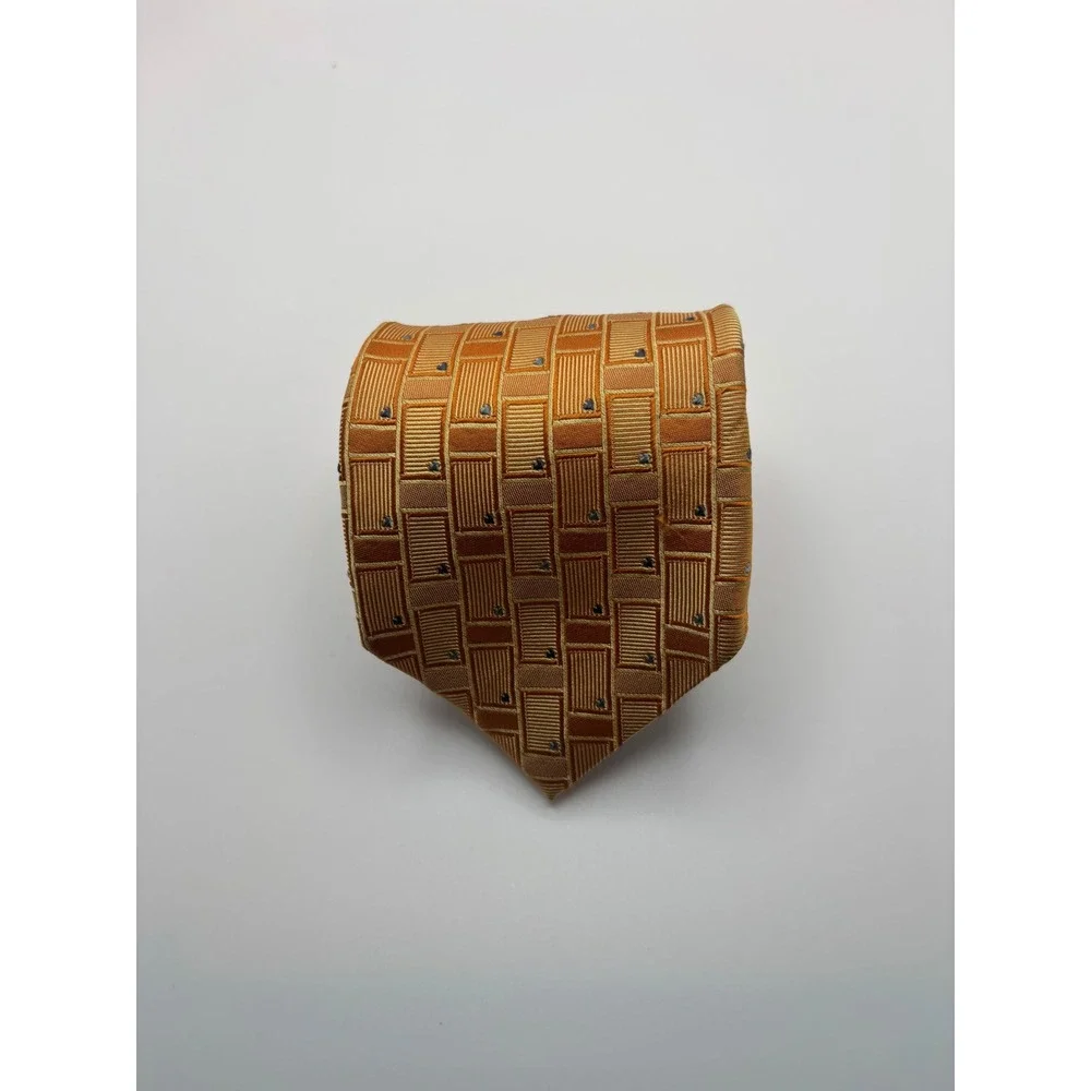 Ermenegildo Zegna Silk Tie Orange Geometric Limited Edition JIII 2006